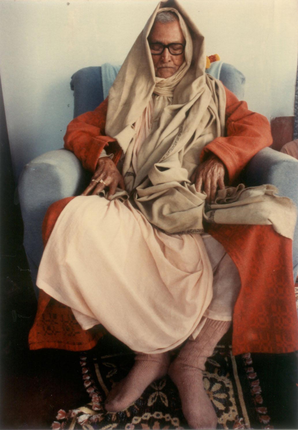 A photo of Srila Sridhar Maharaj on his veranda